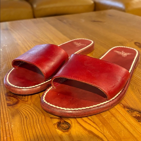 Freebird Red Leather golden Sandals - Picture 4 of 12